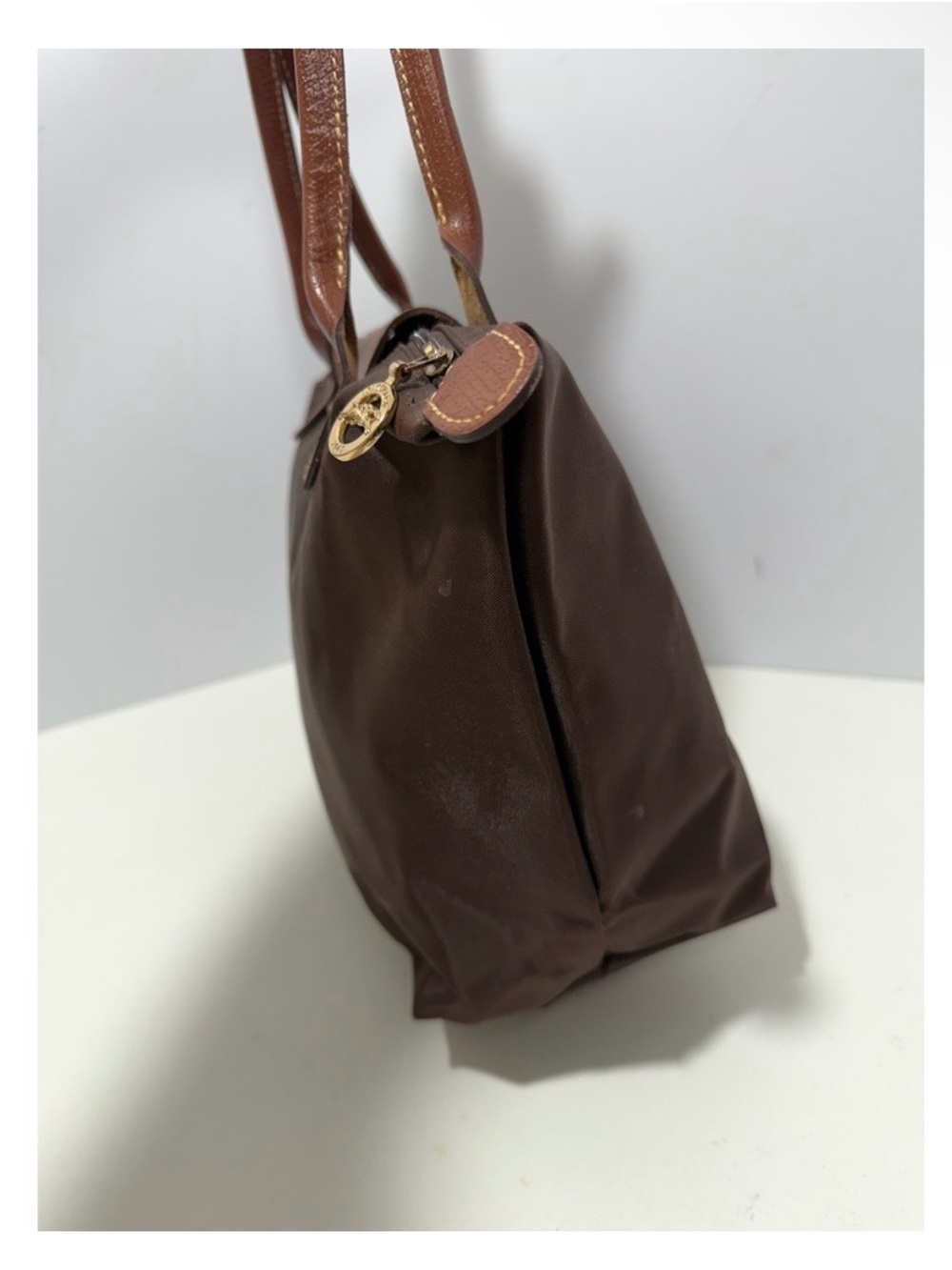 Longchamp Brown Tote with Tan Leather Trim - Picture 5 of 15